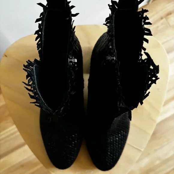 PONS QUINTANA Black Woven Leather Booties - Size 37 - Picture 3 of 8